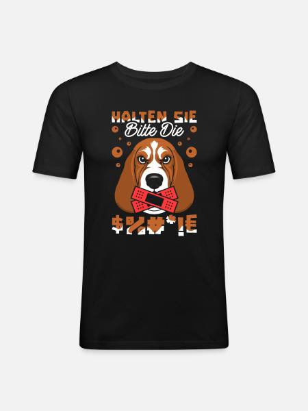 Bassett Dog Please Shut Up - Men's Slim Fit T-Shirt - black