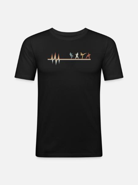 Taekwondo Ekg Heartbeat - Men's Slim Fit T-Shirt - black
