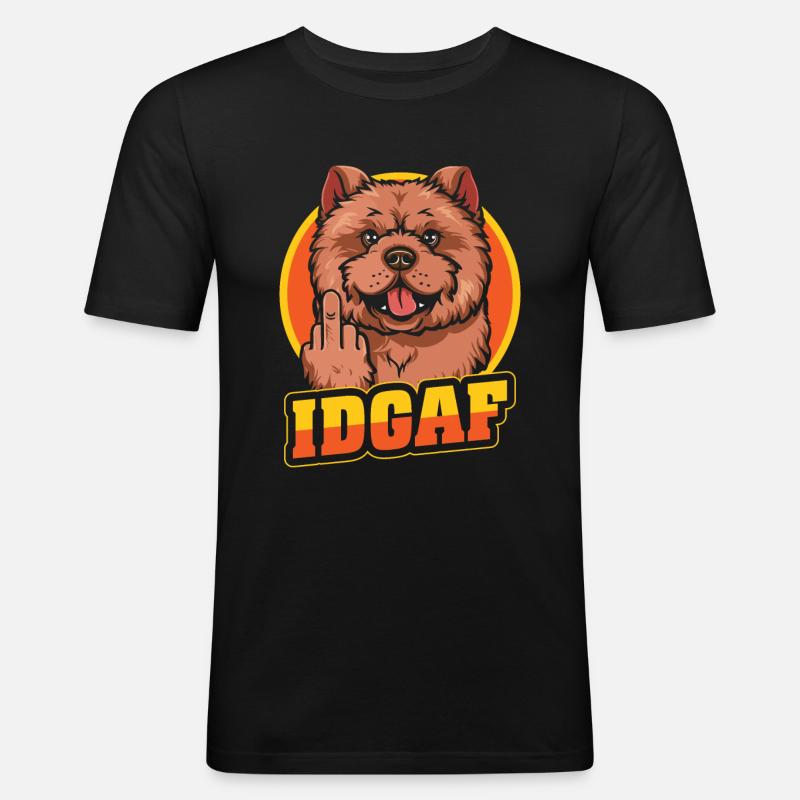 Chow Chow Idgaf - Männer Slim Fit T-Shirt - Schwarz
