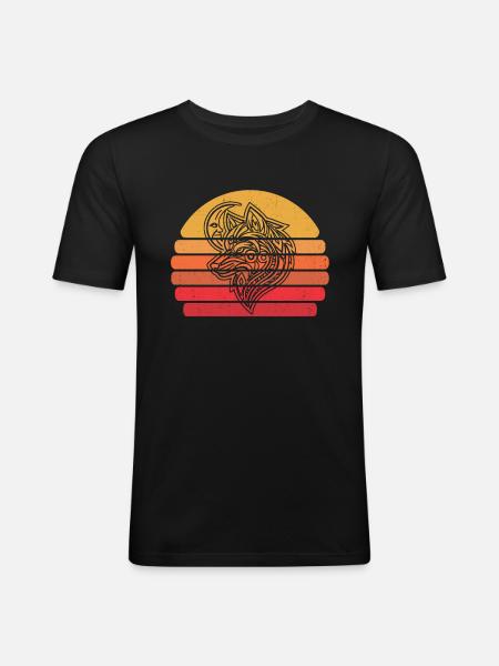 Wolf Moon Phases - Men's Slim Fit T-Shirt - black