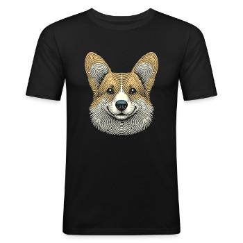 Corgi Fingerprint - Men's Slim Fit T-Shirt - black - Front - Nik (191cm)