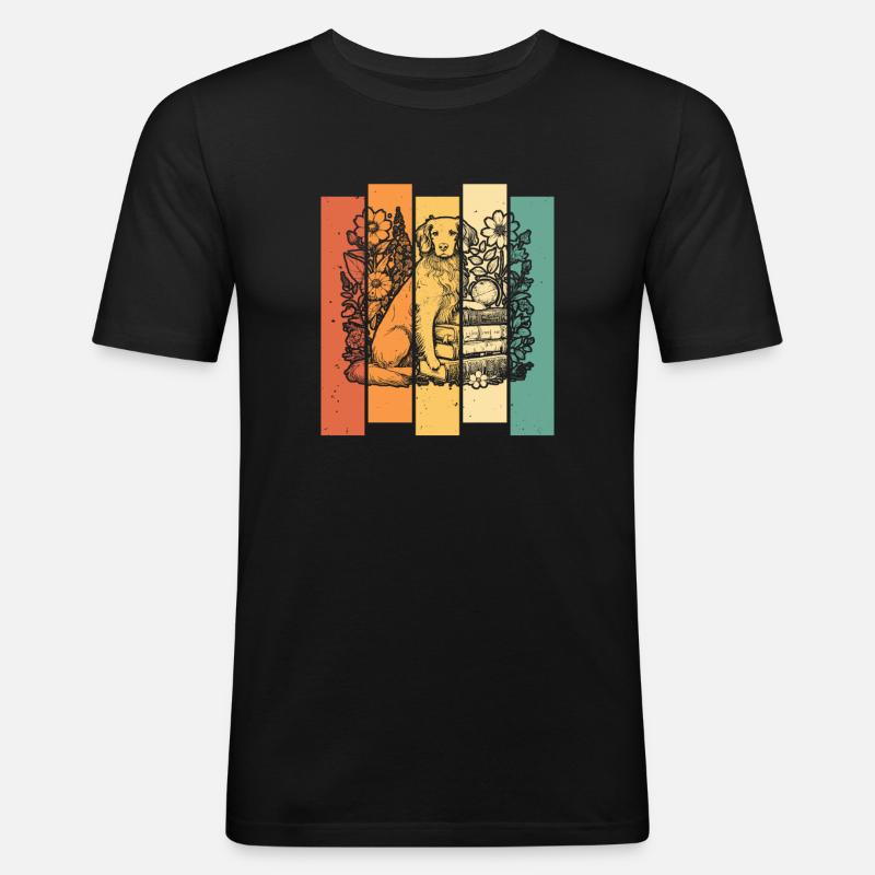 Brittany Spaniel Blumenbuchleser - Männer Slim Fit T-Shirt - Schwarz