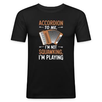 Akkordeon - Männer Slim Fit T-Shirt - Schwarz - Vorne - Nik (191cm)