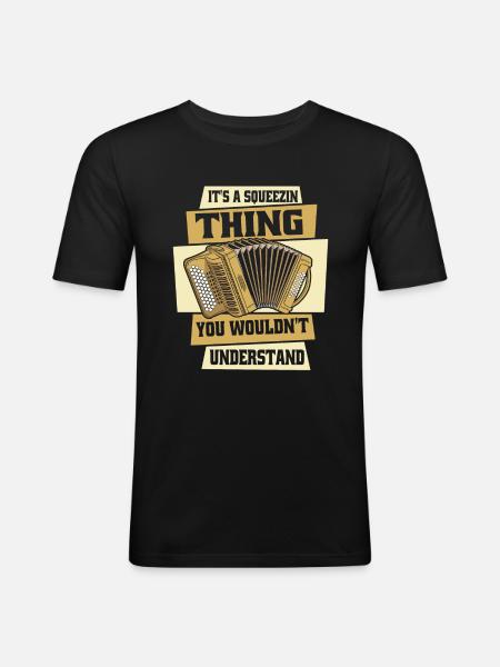Akkordeon - Männer Slim Fit T-Shirt - Schwarz