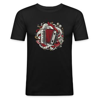 Akkordeon - Männer Slim Fit T-Shirt - Schwarz - Vorne - Nik (191cm)
