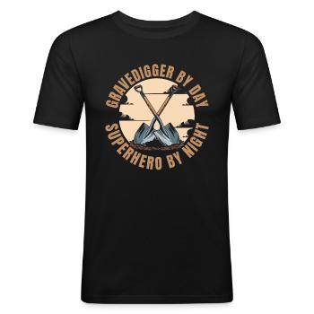 Totengräber Bestattungshelfer - Männer Slim Fit T-Shirt - Schwarz - Vorne - Nik (191cm)