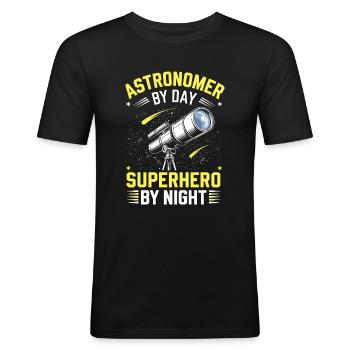 Astronome - T-shirt près du corps Homme - noir - Devant - Nik (191cm)