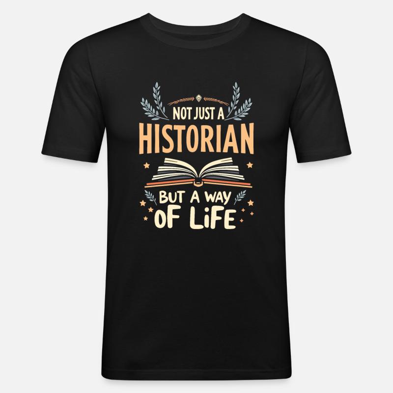 Historiker - Männer Slim Fit T-Shirt - Schwarz