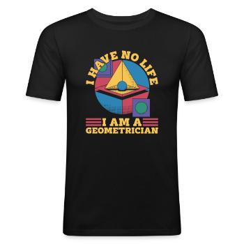 Géomètre - T-shirt près du corps Homme - noir - Devant - Nik (191cm)