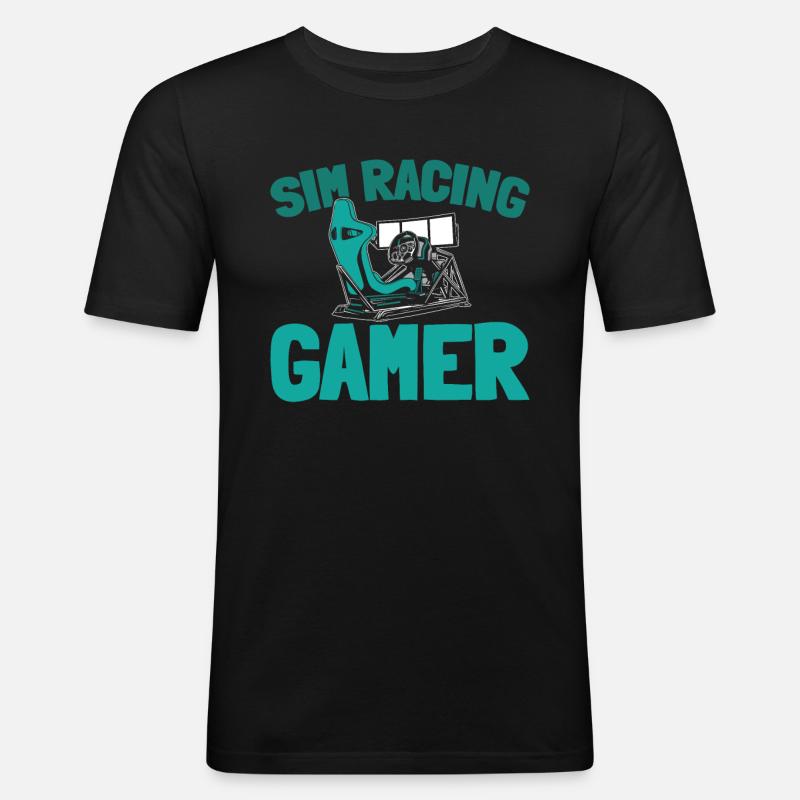 Sim Racing - Männer Slim Fit T-Shirt - Schwarz