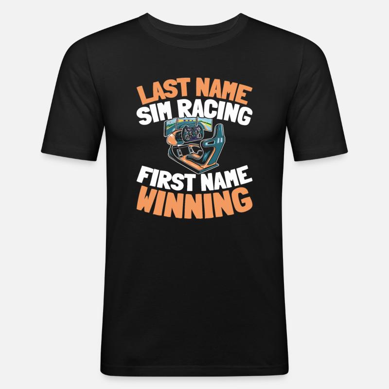 Sim Racing - Männer Slim Fit T-Shirt - Schwarz