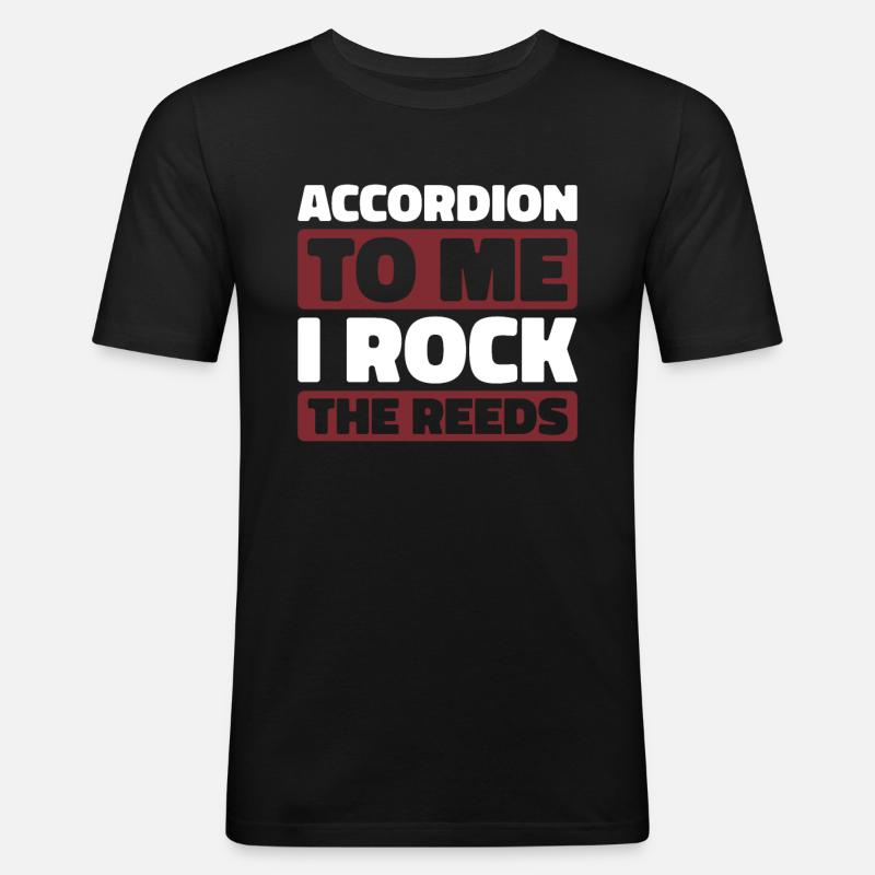 Akkordeon - Männer Slim Fit T-Shirt - Schwarz