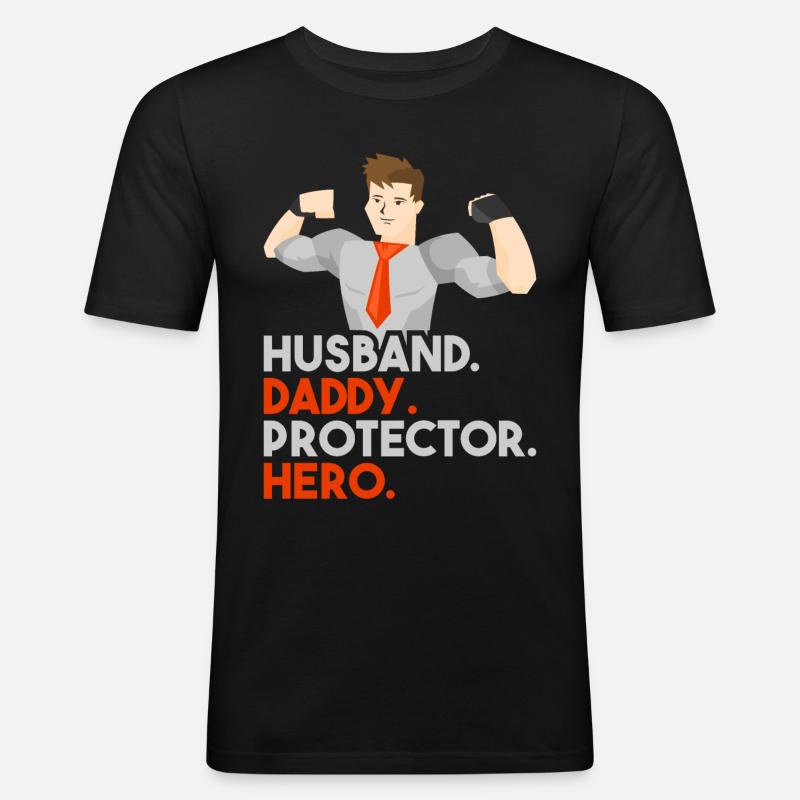 Daddy Superhero - Männer Slim Fit T-Shirt - Schwarz