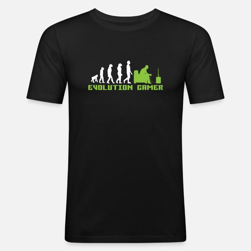 Evolution Gamer - Männer Slim Fit T-Shirt - Schwarz
