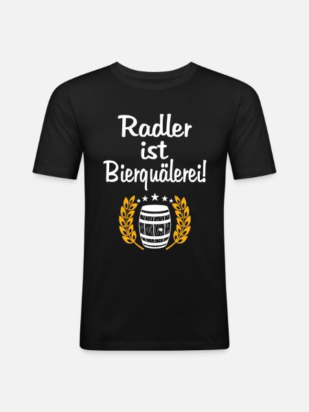 Radler Bierquälerei Spruch - Männer Slim Fit T-Shirt - Schwarz