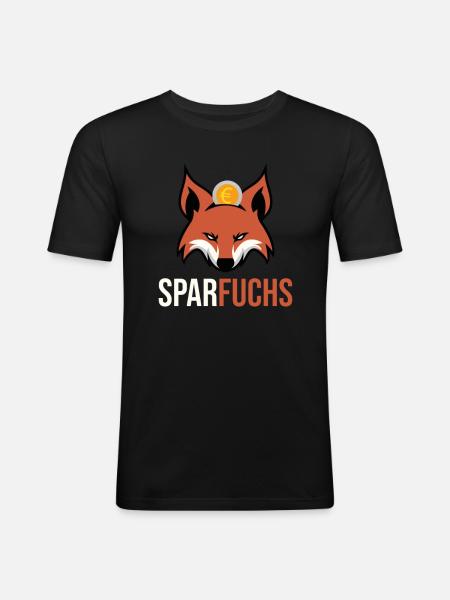 Sparfuchs Fuchs Geizhals lustig - Männer Slim Fit T-Shirt - Schwarz