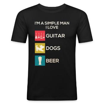 Bière de chiens guitariste guitare - T-shirt près du corps Homme - noir - Devant - Nik (191cm)