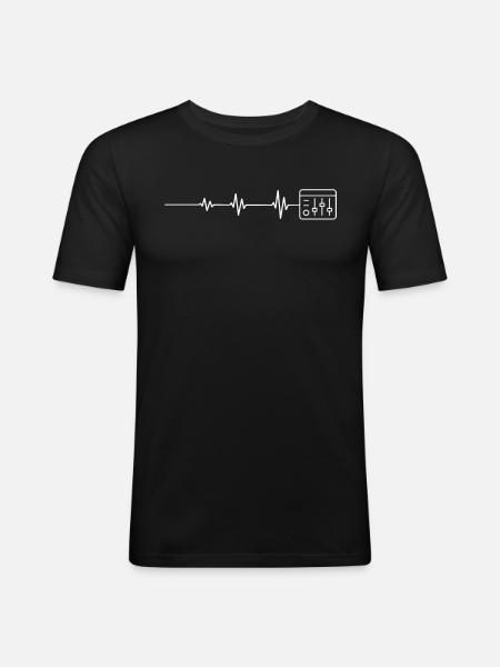 Herzschlag Tontechniker Tontechnik - Männer Slim Fit T-Shirt - Schwarz