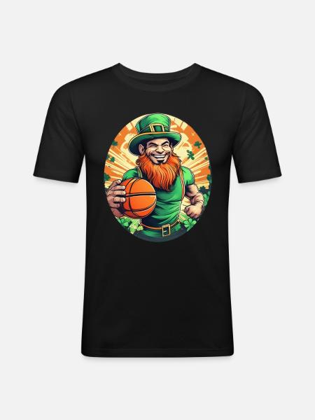 Basket-ball Trèfle de la Saint-Patrick - T-shirt près du corps Homme - noir