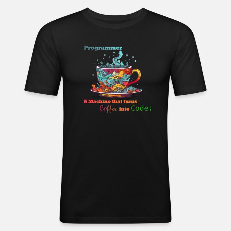 Programmer - Coffee into Code - Männer Slim Fit T-Shirt - Schwarz