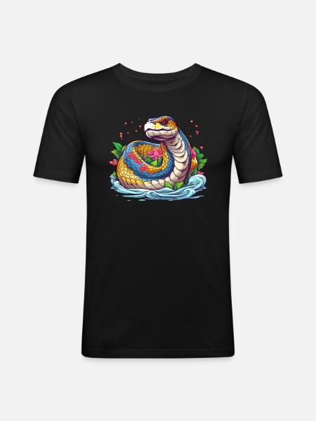 Rainbow Anaconda - Men's Slim Fit T-Shirt - black