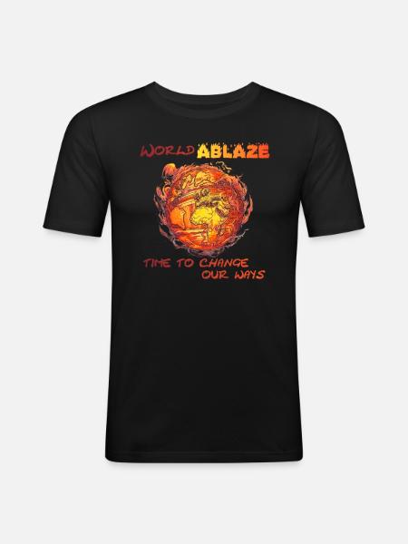 World ablaze - Men's Slim Fit T-Shirt - black
