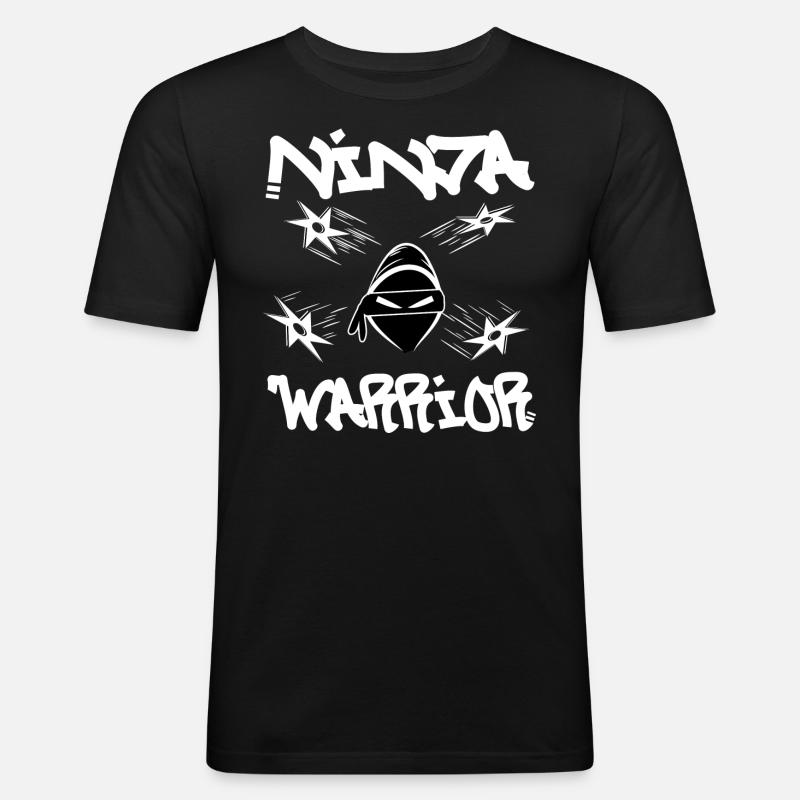 Ninja Warrior - Männer Slim Fit T-Shirt - Schwarz
