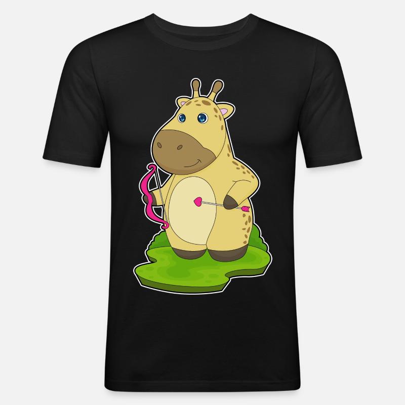 Giraffe Bogenschütze Bogen - Männer Slim Fit T-Shirt - Schwarz