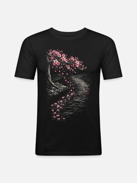 Cherry Blossom Sakura Cherry Blossom - Men's Slim Fit T-Shirt - black