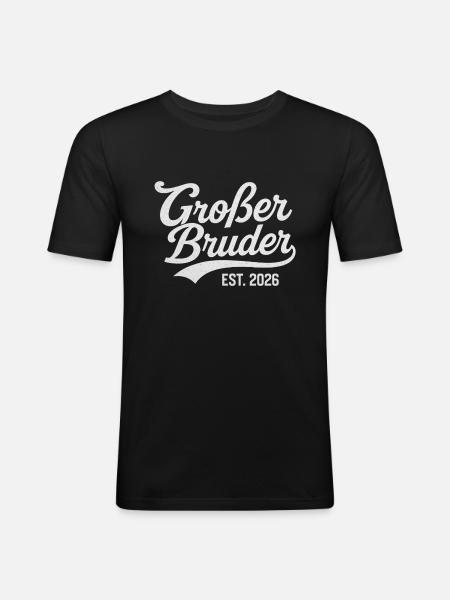 Großer Bruder EST. 2026 - Männer Slim Fit T-Shirt - Schwarz