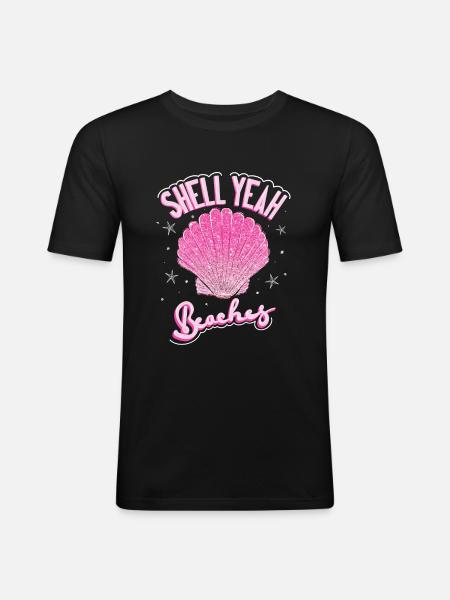 Shell Yeah Beaches Funny Summer - Men's Slim Fit T-Shirt - black