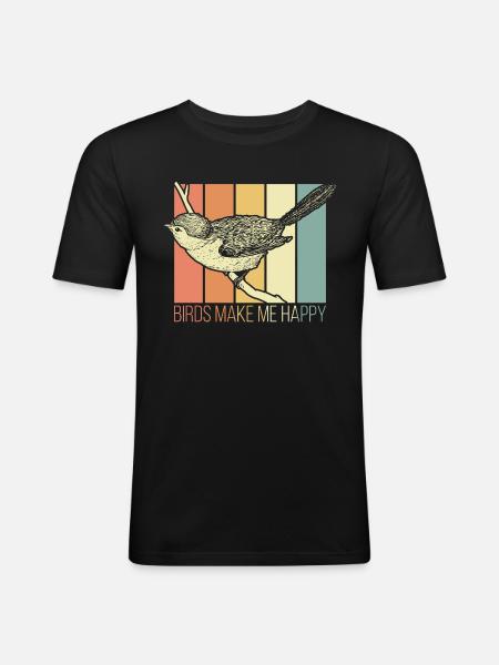 Vogel - Männer Slim Fit T-Shirt - Schwarz