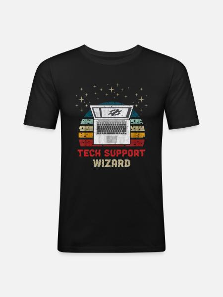 Computer Tech Support - Männer Slim Fit T-Shirt - Schwarz