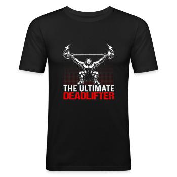Soulevé de terre - T-shirt près du corps Homme - noir - Devant - Nik (191cm)
