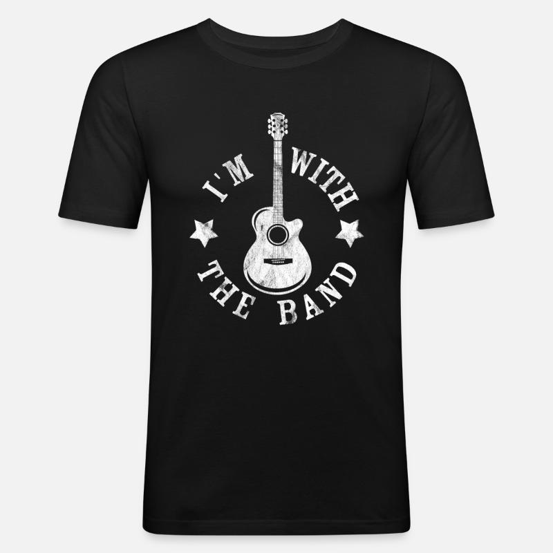 Ich bin bei der Band - Männer Slim Fit T-Shirt - Schwarz