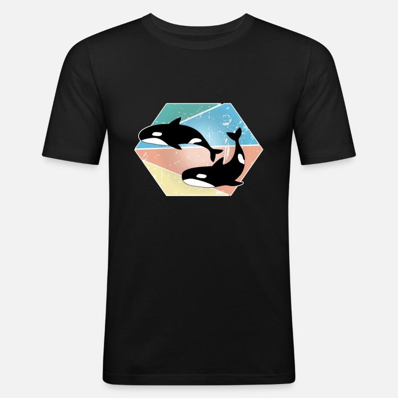 Wal - Männer Slim Fit T-Shirt - Schwarz