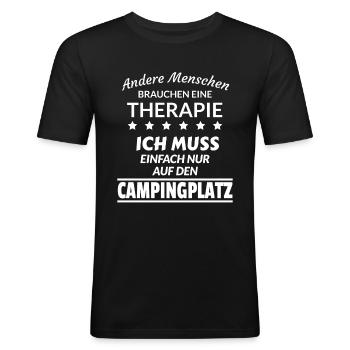 Campingplatz Therapie Urlaub Campen WoMo Geschenk - Männer Slim Fit T-Shirt - Schwarz - Vorne - Nik (191cm)