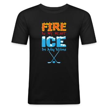 Eishockey - Männer Slim Fit T-Shirt - Schwarz - Vorne - Nik (191cm)