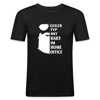 Homeoffice t-shirt Geschenk Bartträger - Männer Slim Fit T-Shirt - Schwarz - Vorne - Nik (191cm)