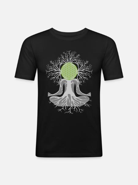 Herzchakra - Männer Slim Fit T-Shirt - Schwarz