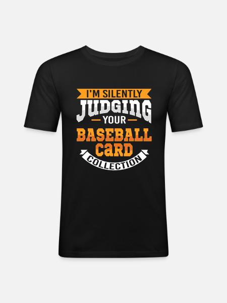 Sammelkarten Baseball Karten Lustig - Männer Slim Fit T-Shirt - Schwarz