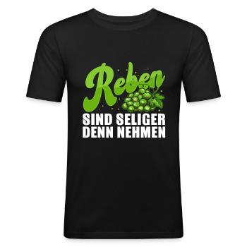 Winzer Trauben Weinberg Weinrebe - Männer Slim Fit T-Shirt - Schwarz - Vorne - Nik (191cm)