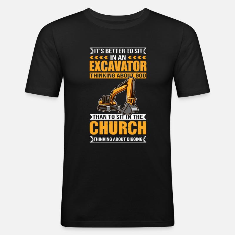 Baggern Baggerfahrer Bagger Lustig - Männer Slim Fit T-Shirt - Schwarz