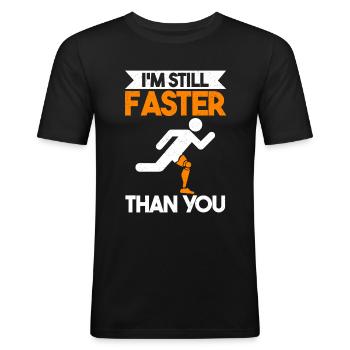 Beinprothese Prothese Amputation Lustig - Männer Slim Fit T-Shirt - Schwarz - Vorne - Nik (191cm)