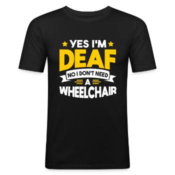 Deaf Funny Sign Language Deaf Pride - Men's Slim Fit T-Shirt - black - Front - Nik (191cm)