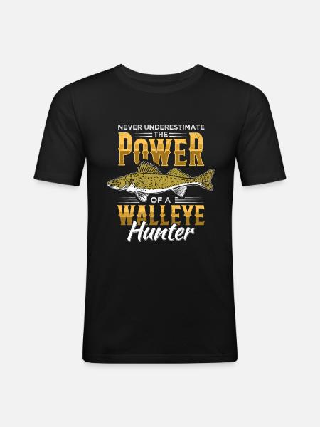 Zander angeln Angler Walleye - Männer Slim Fit T-Shirt - Schwarz