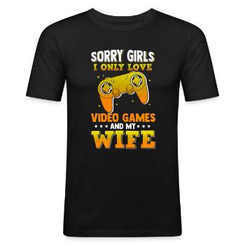 Lustiger Gamer Gaming Videospiel - Männer Slim Fit T-Shirt - Schwarz - Vorne - Nik (191cm)