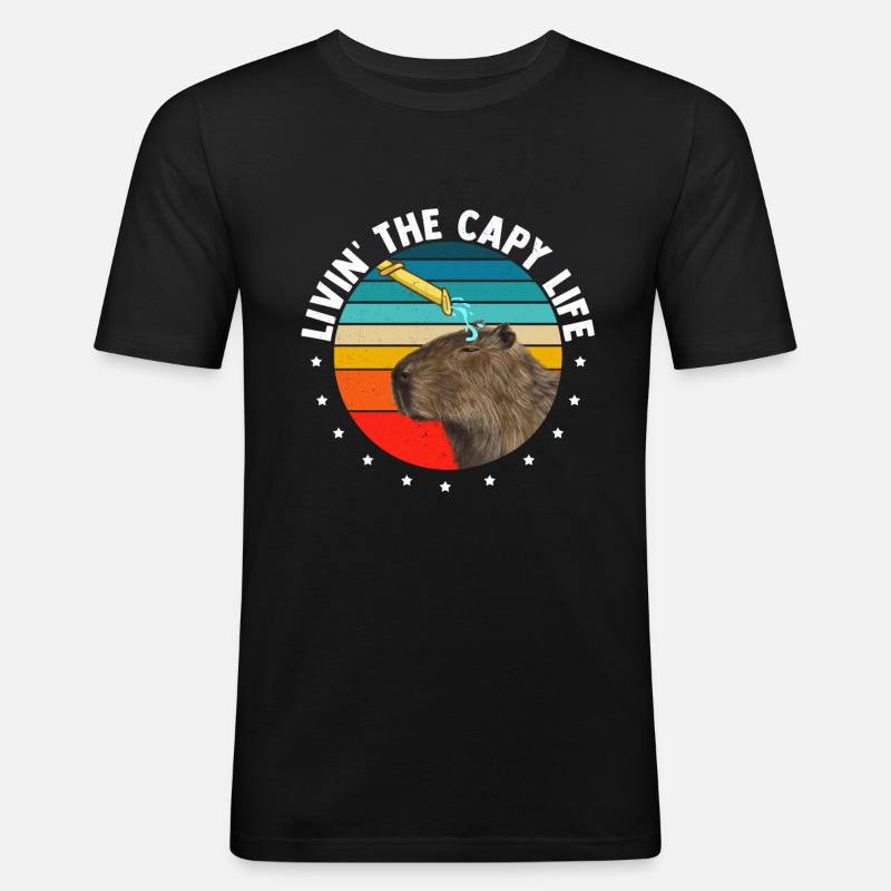 Capybara Douche Drôle Capybara - T-shirt près du corps Homme - noir