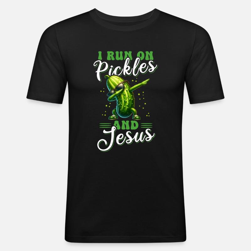 Gurke Jesus Glaube Christ - Männer Slim Fit T-Shirt - Schwarz