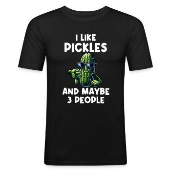 Saure Gurke Retro Salatgurke Daumen runter - Männer Slim Fit T-Shirt - Schwarz - Vorne - Nik (191cm)